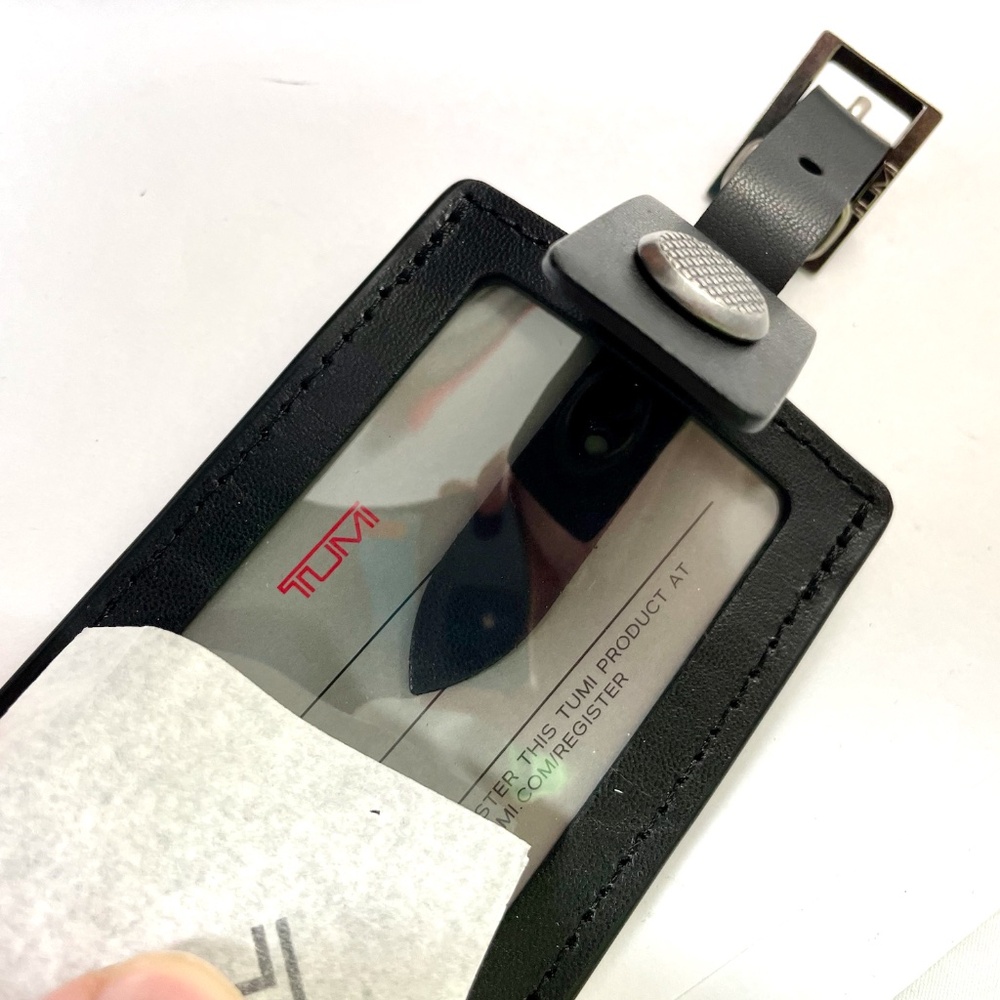 Tumi Luggage ID Hang Tag Briefcase Duffle Tag Travel Leather Black BRAND NEW - Picture 3 of 3